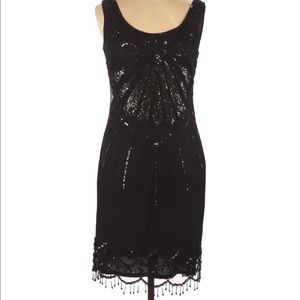 Pisarro Nights Black Beaded Cocktail Dress Size 10